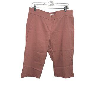 89th + Madison Women's Blush Pink Stretchy Capri Pants W/Rhinestone At Hem Sz 16